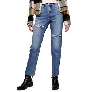 2/$30 Topshop Sofia Jeans High Rise Straight Leg Mid Blue W26 #9287